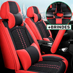 Capa Universal Hermen Completa para Carro em Couro Legítimo com AirBag + BRINDES: Tapetes Automotivos